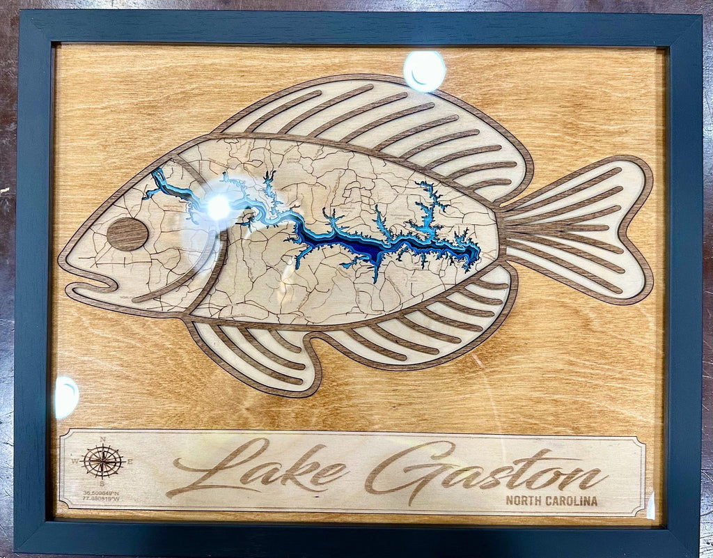 Fishing inspired 3D map of Lake Gaston