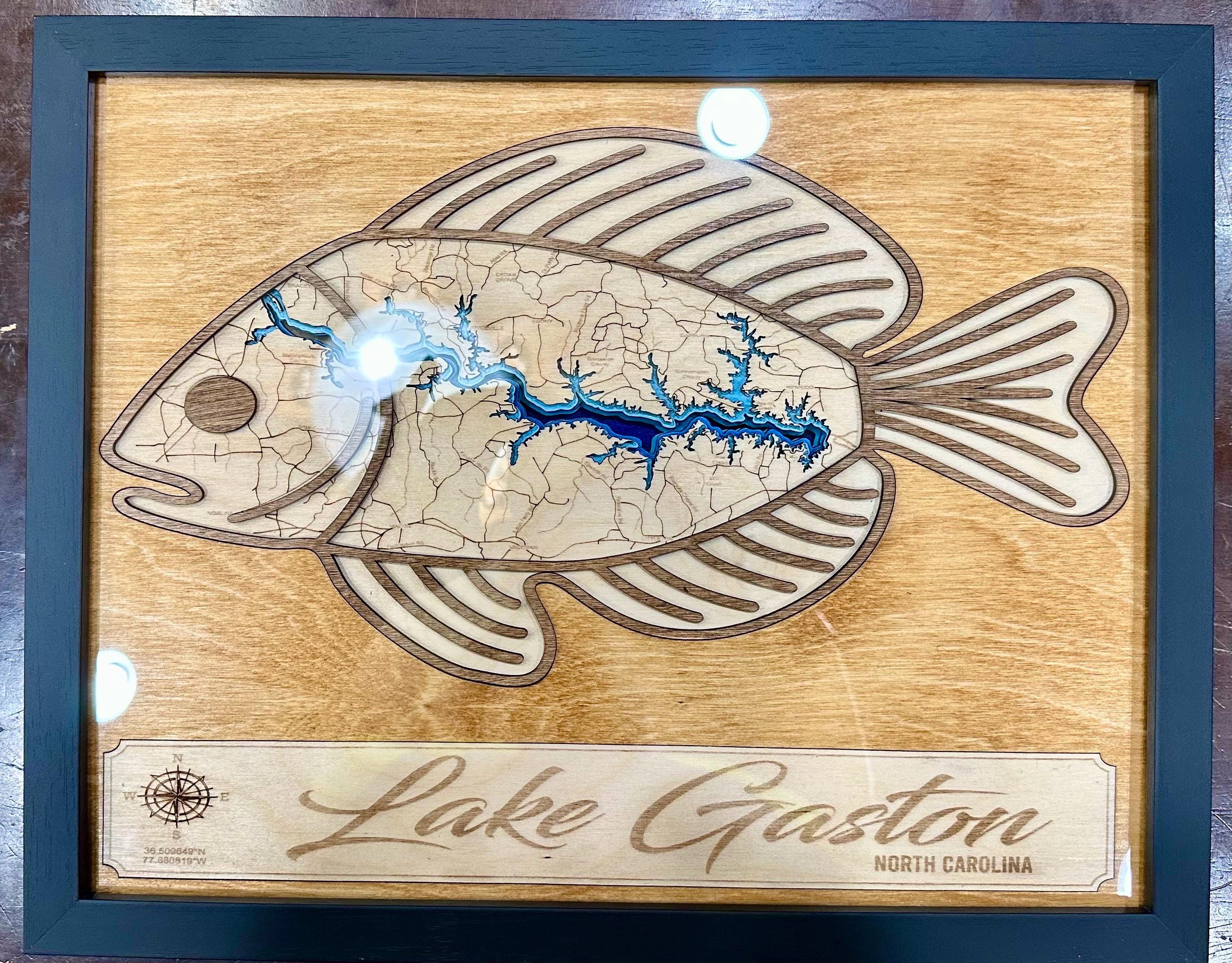 Fishing inspired 3D map of Lake Gaston