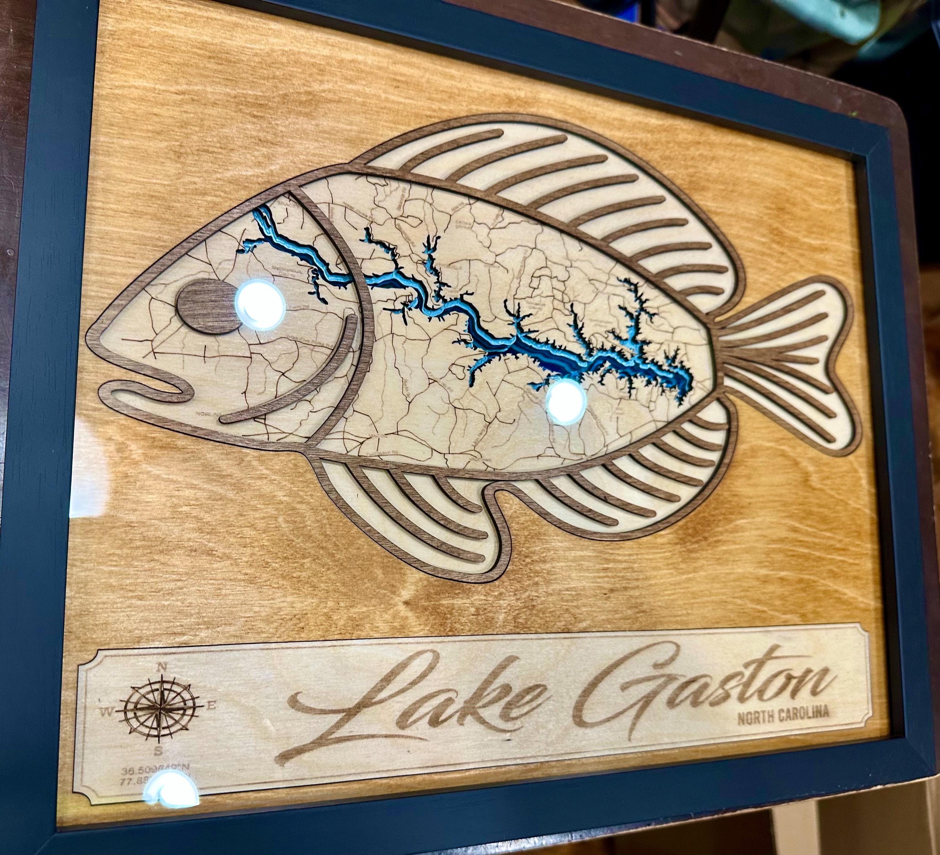 Fishing inspired 3D map of Lake Gaston