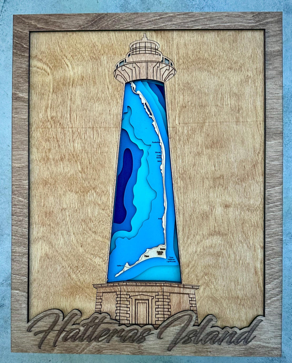 Cape Hatteras Lighthouse Map | 3D Bathymetric | OBX Wall Art