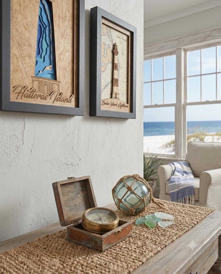 Cape Hatteras Lighthouse Map | 3D Bathymetric | OBX Wall Art