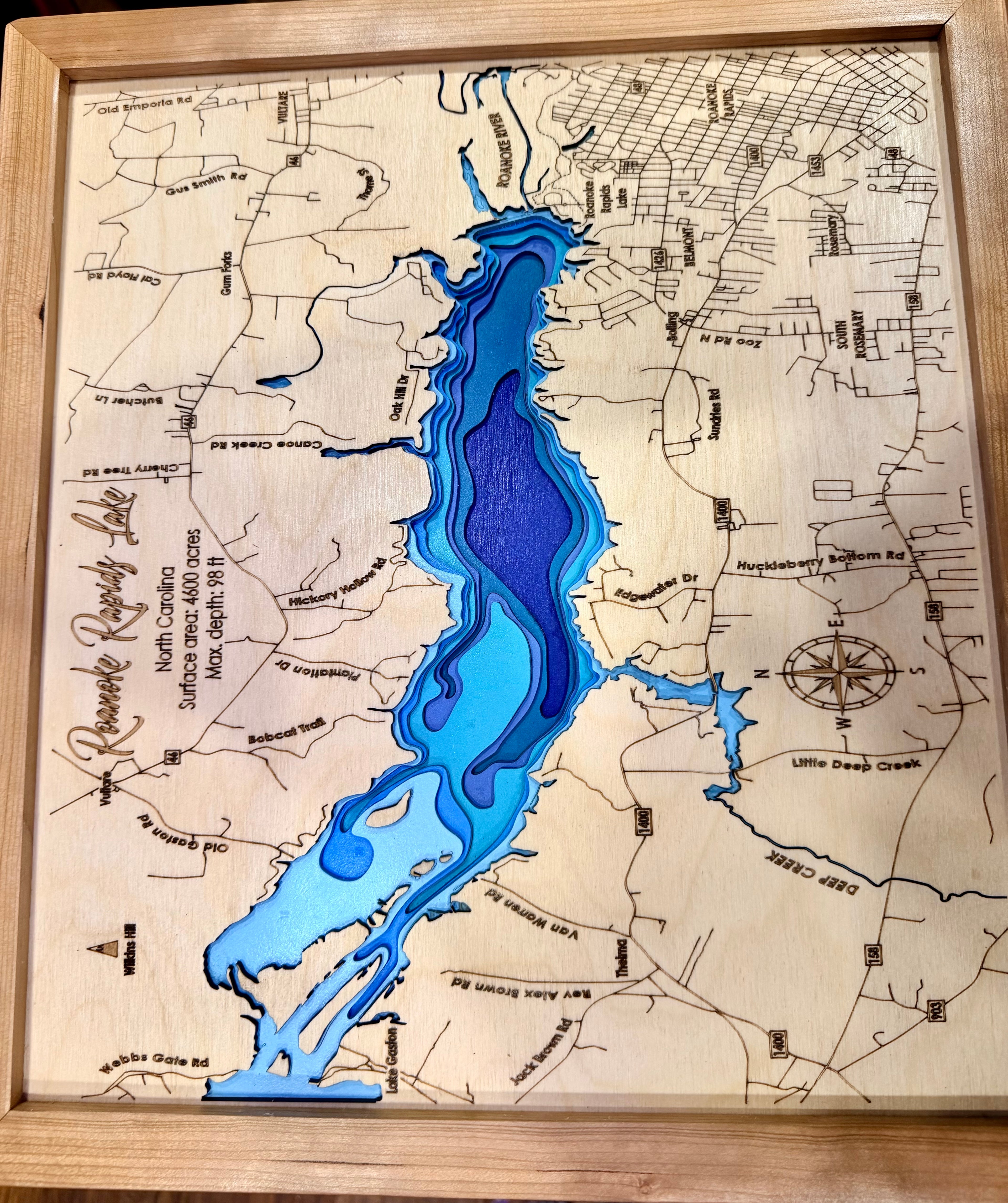 Roanoke Rapids Lake — 3D Bathymetric Map