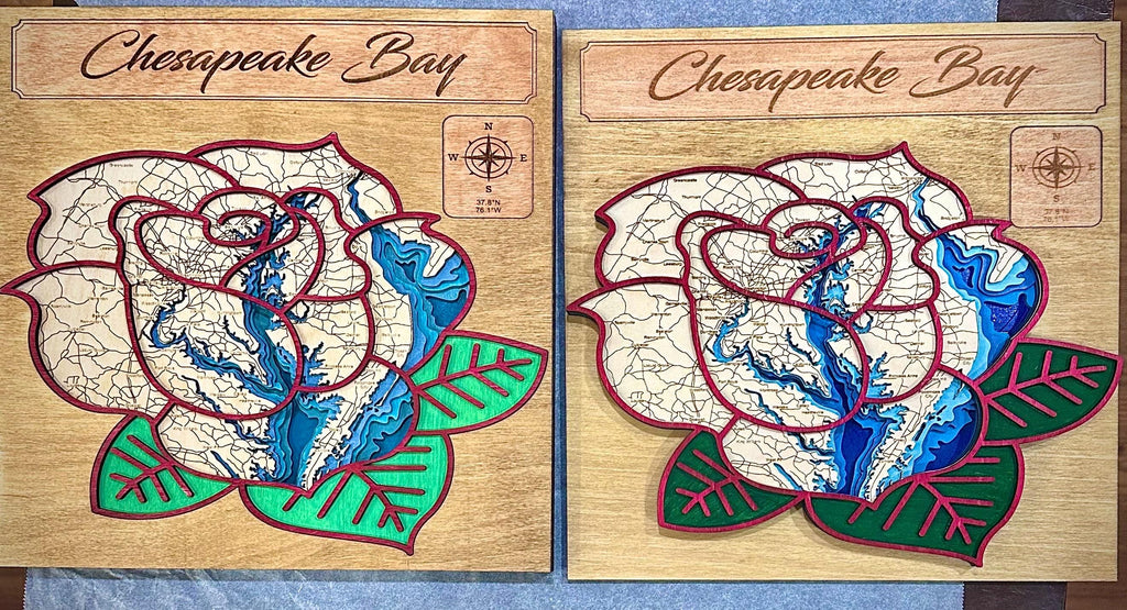 Unique Rose Chesapeake Bay Bathymetric map