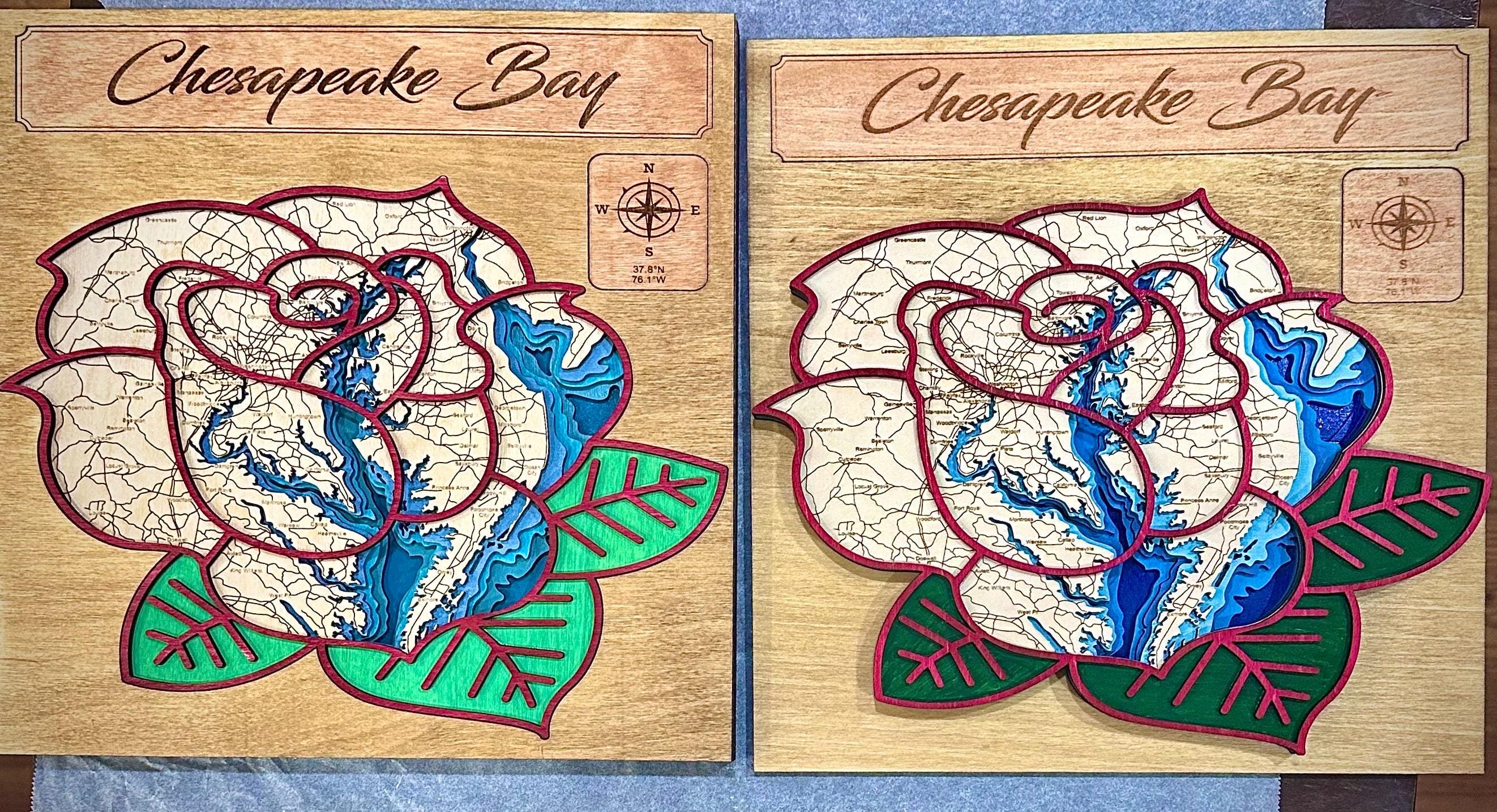 Unique Rose Chesapeake Bay Bathymetric map