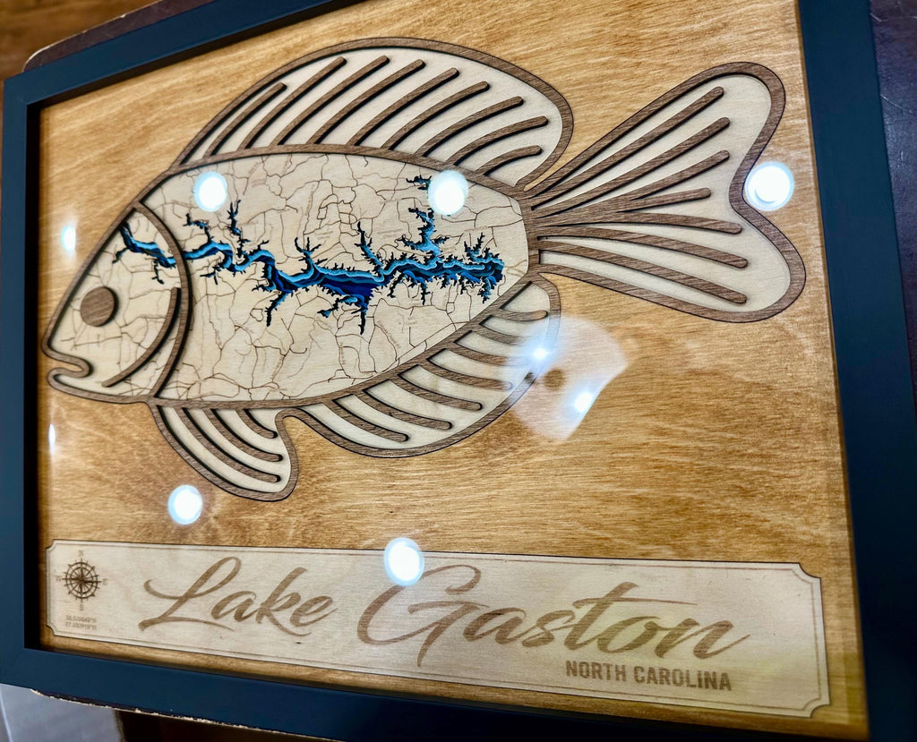 Fishing inspired 3D map of Lake Gaston
