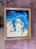 14x16 Outer Banks 3D Wood Map — 7-Layer Bathymetric | Shadow Box Framed
