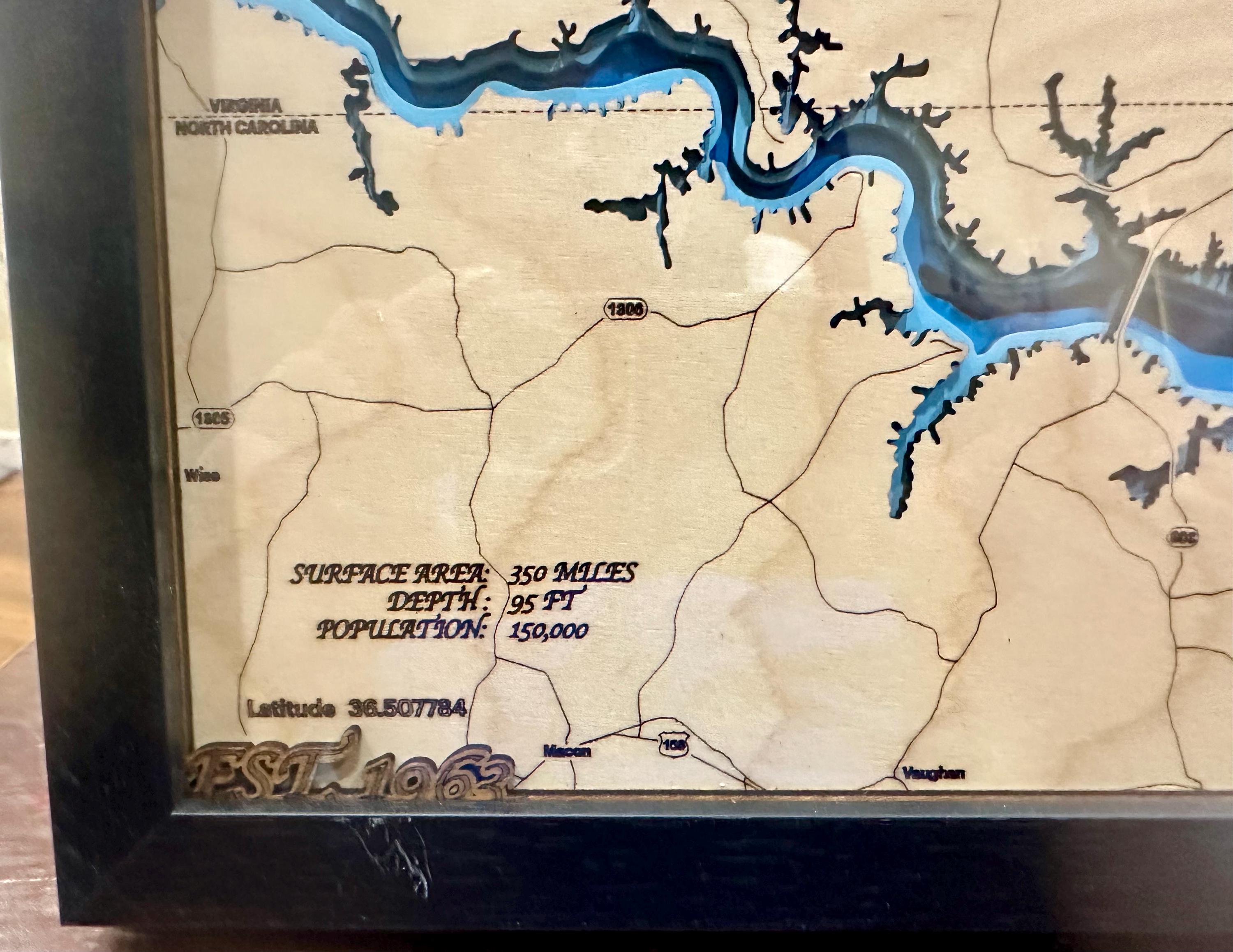 8x10 Lake Gaston Bathymetric Map