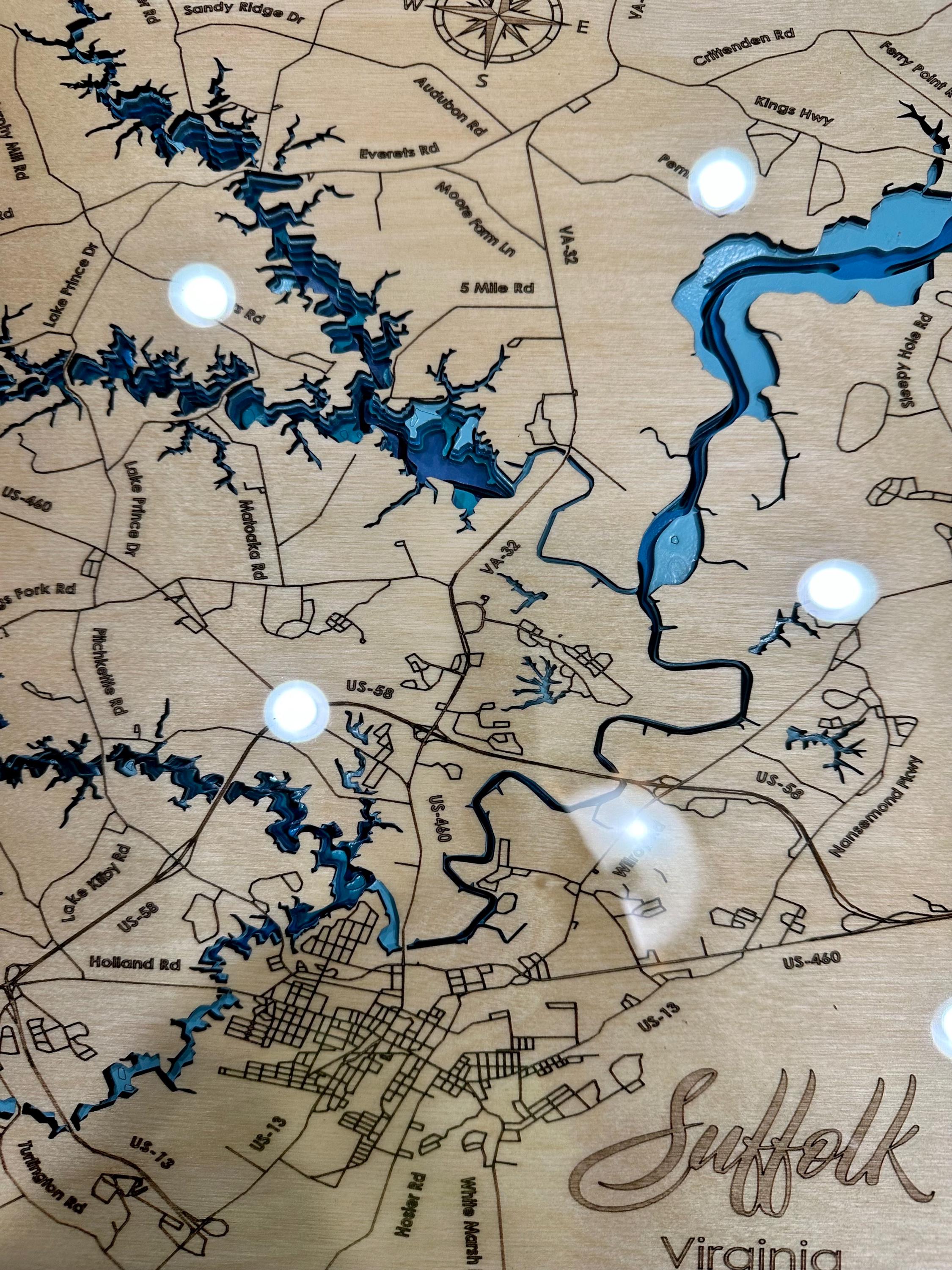 Suffolk VA 3D Bathymetric map