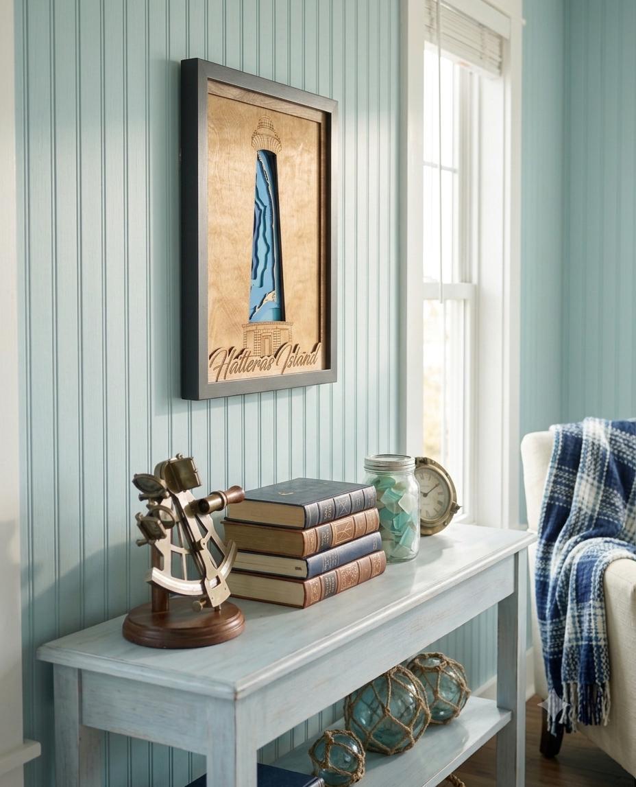 Cape Hatteras Lighthouse Map | 3D Bathymetric | OBX Wall Art