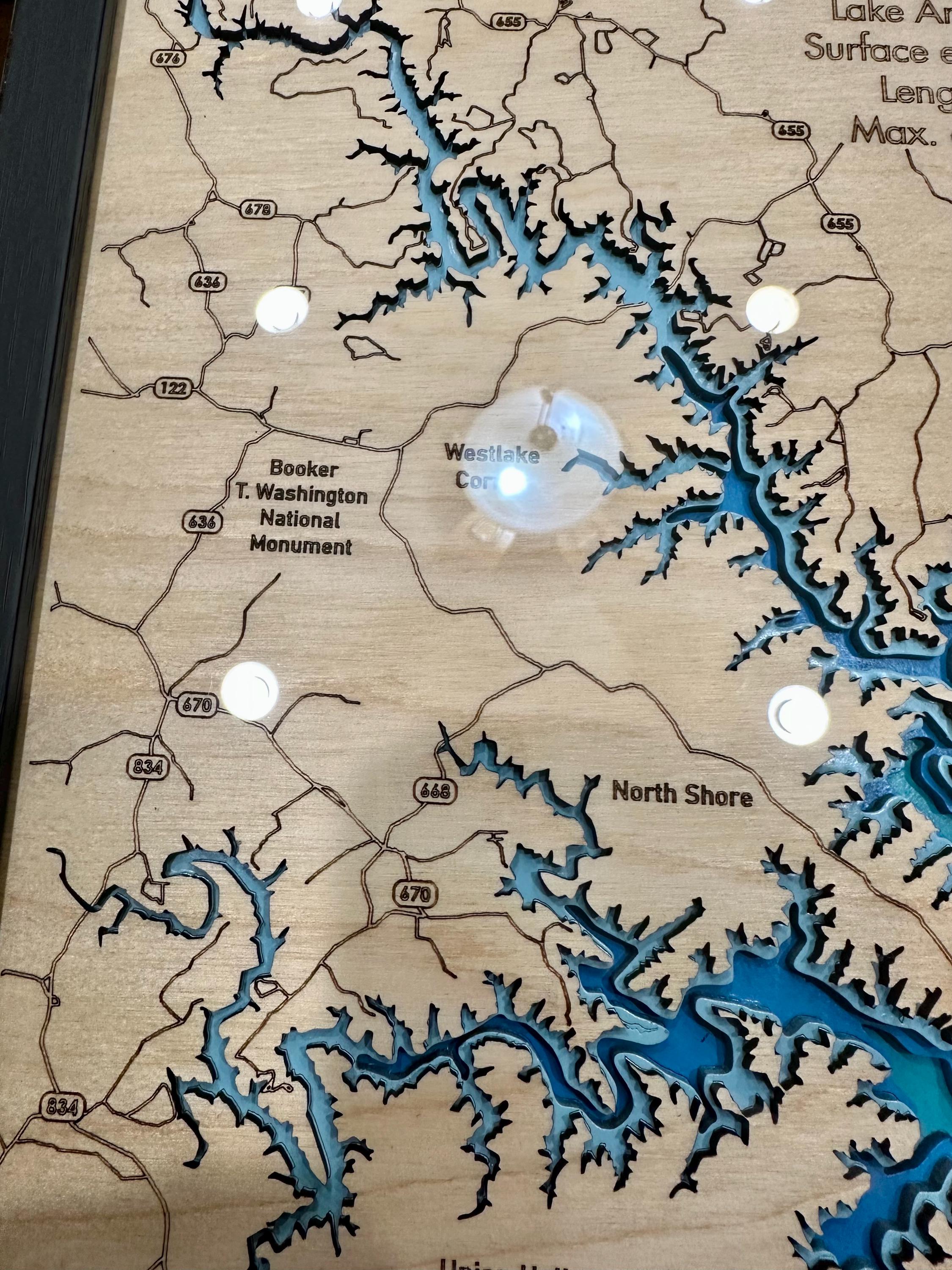 Bathymetric 3D map of smith Mountian lake