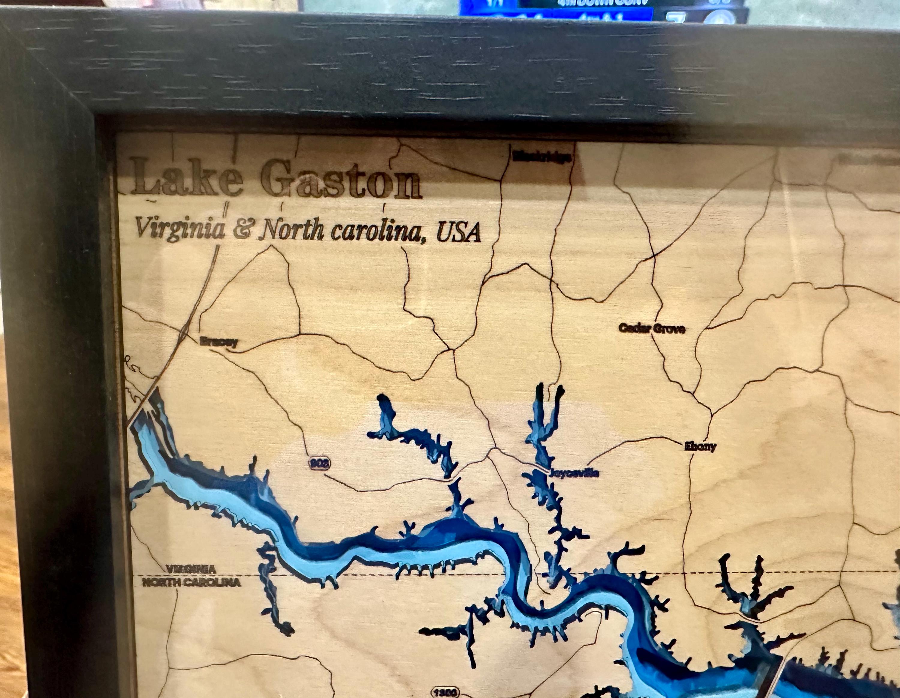 8x10 Lake Gaston Bathymetric Map
