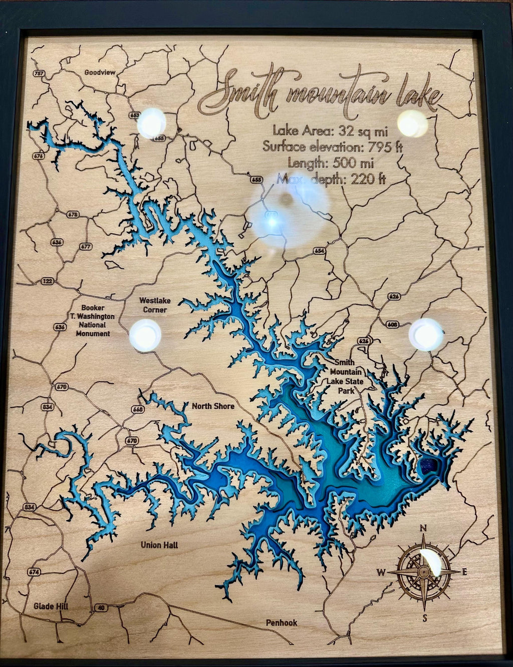 Bathymetric 3D map of smith Mountian lake