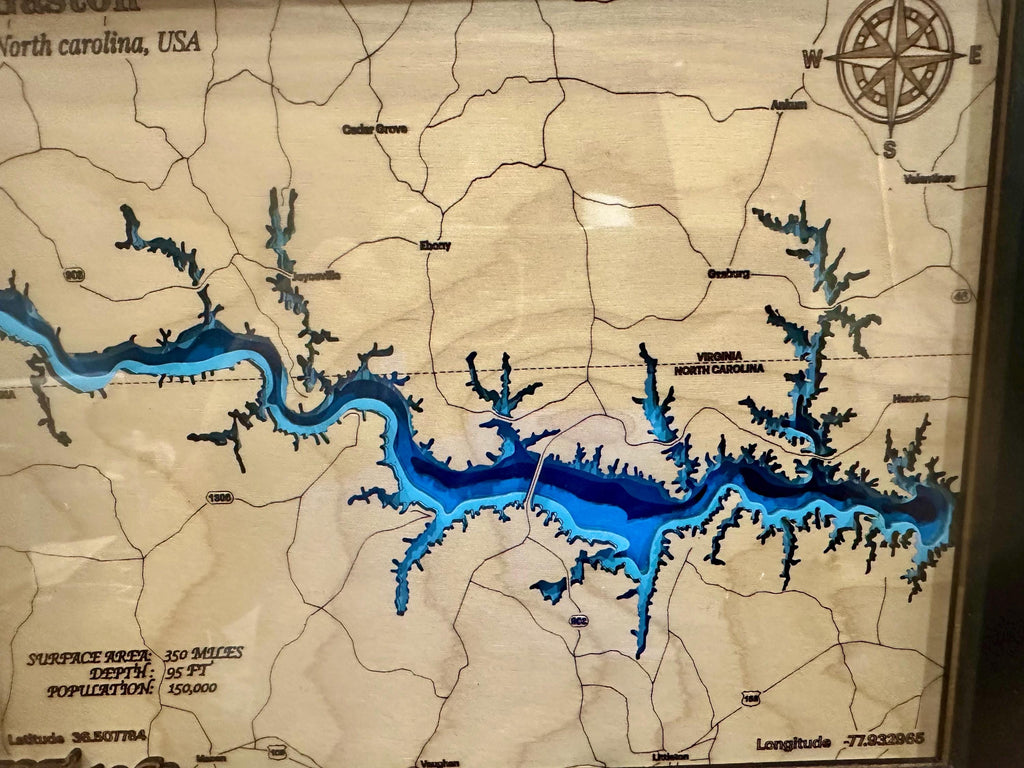 8x10 Lake Gaston Bathymetric Map