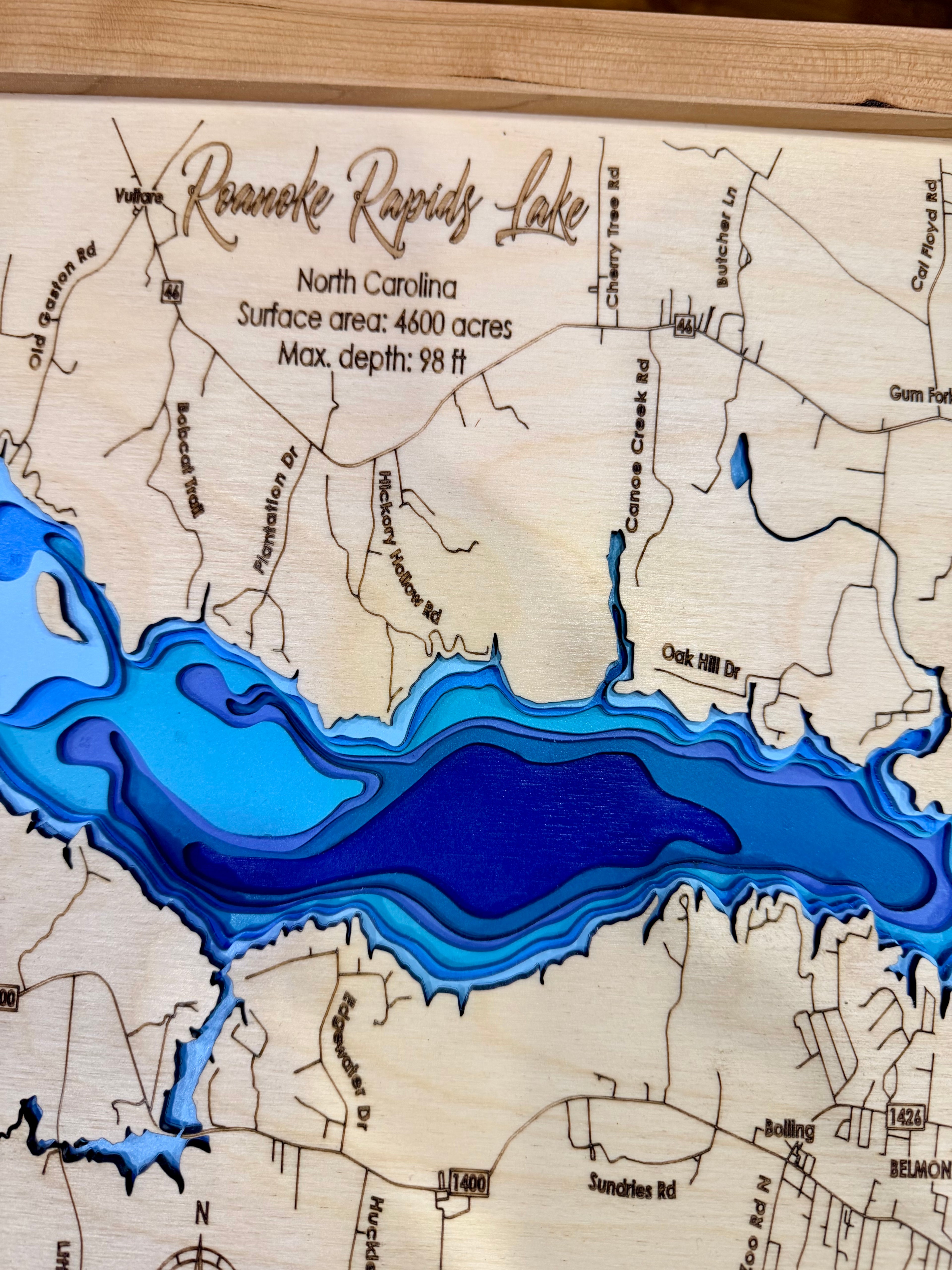 Roanoke Rapids Lake — 3D Bathymetric Map