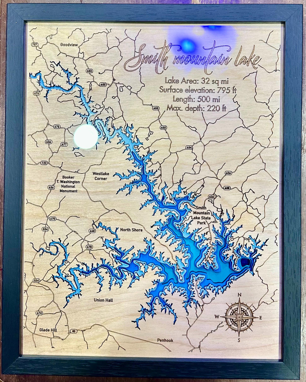 Bathymetric 3D map of smith Mountian lake