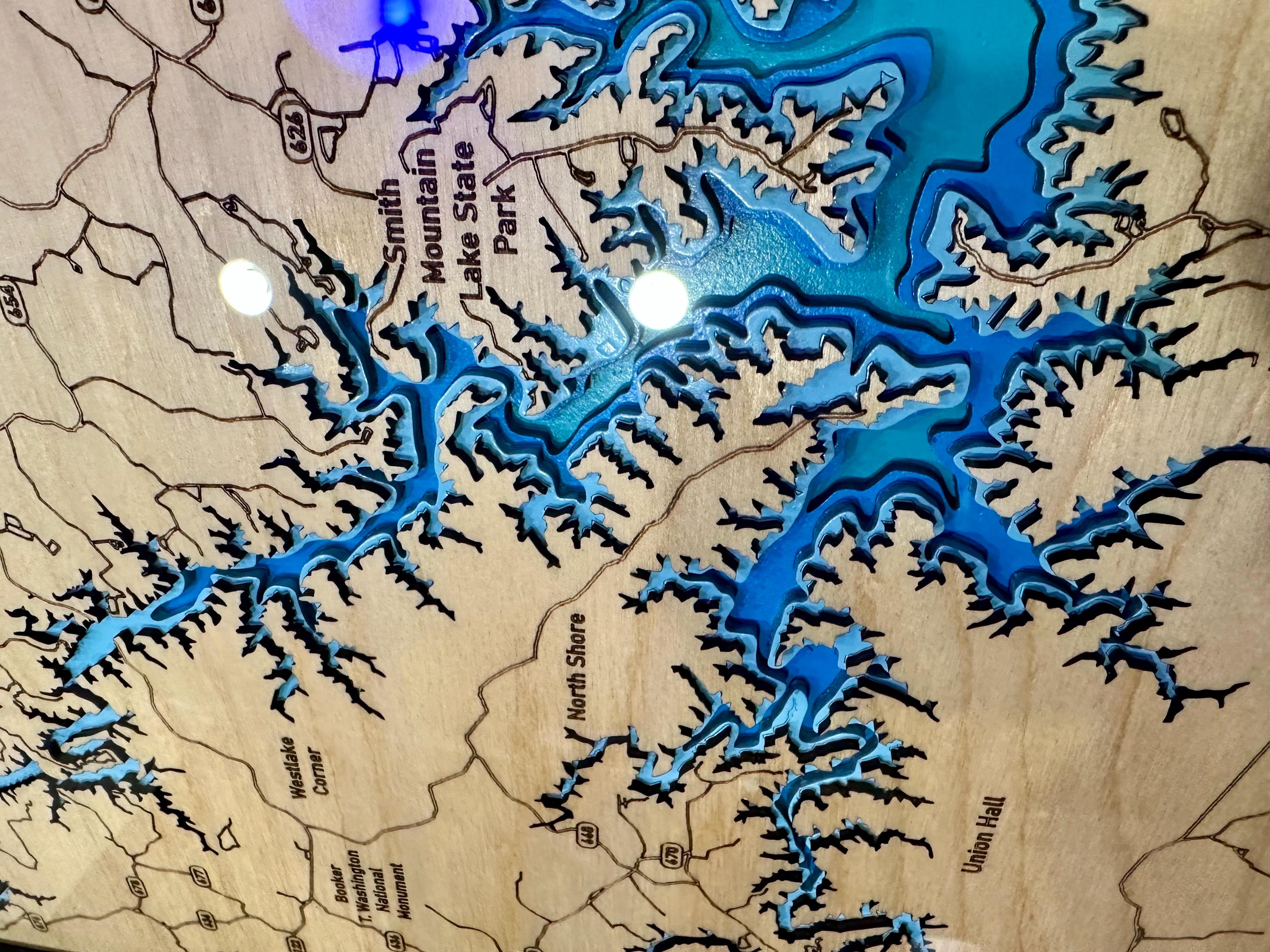 Bathymetric 3D map of smith Mountian lake