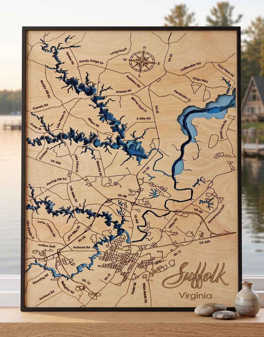 Bathymetric 3D map of smith Mountian lake