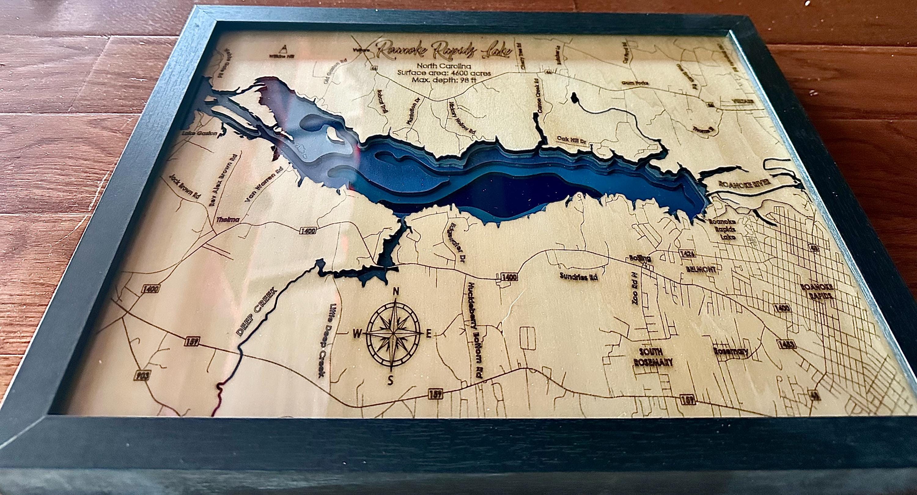 Roanoke Rapids Lake 3D Bathmetric Map