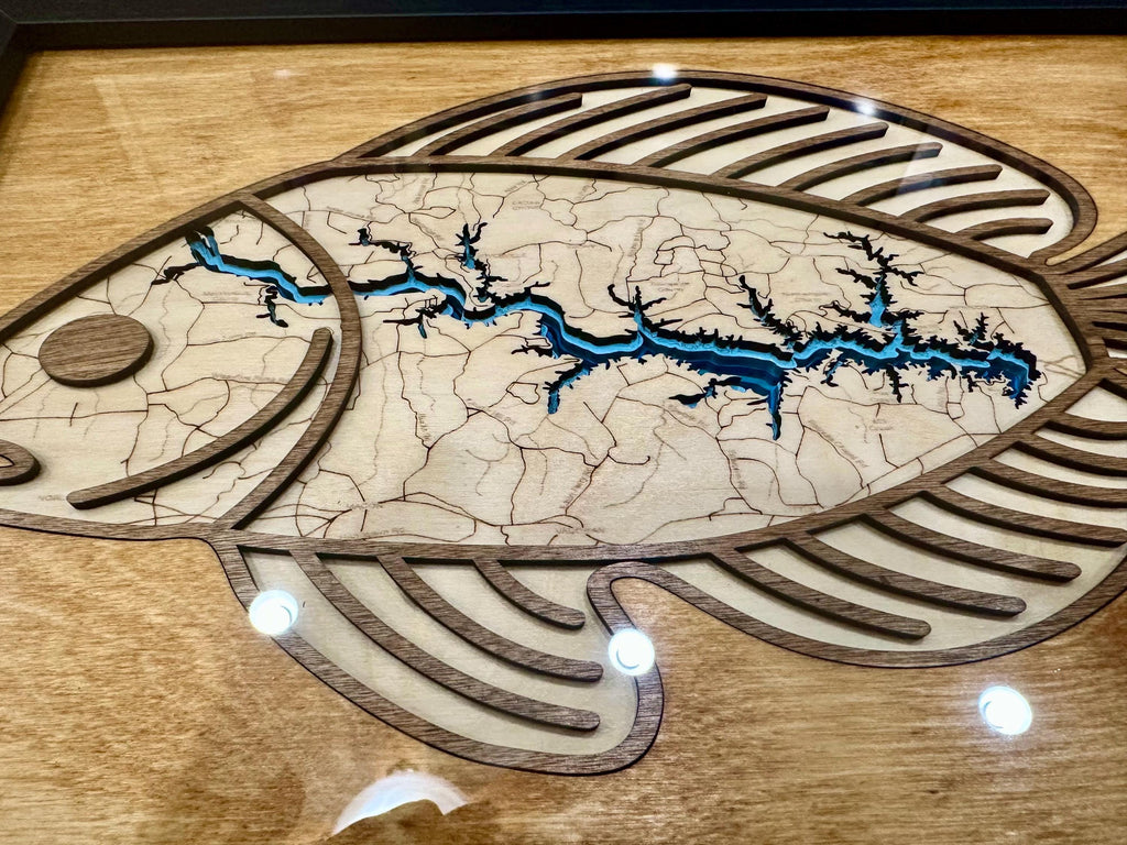 Fishing inspired 3D map of Lake Gaston