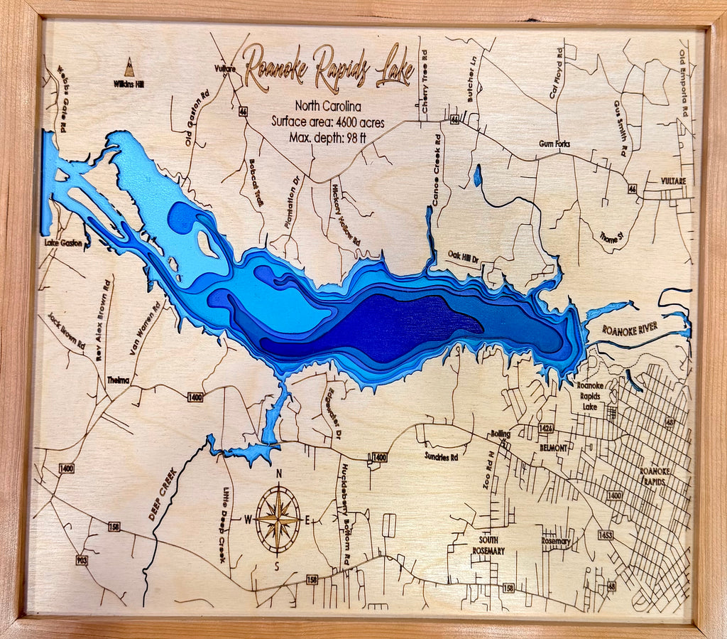 Roanoke Rapids Lake — 3D Bathymetric Map