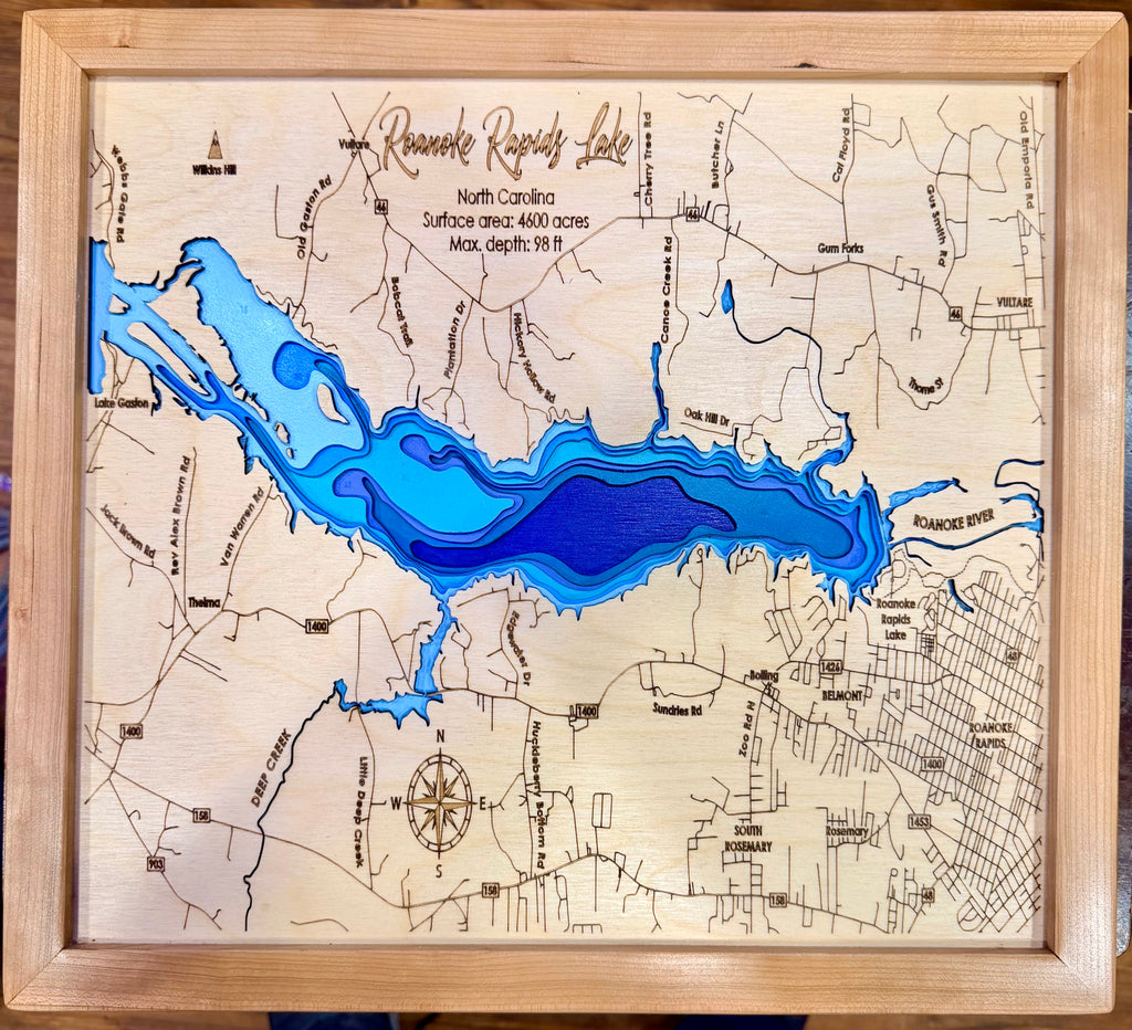 Roanoke Rapids Lake — 3D Bathymetric Map