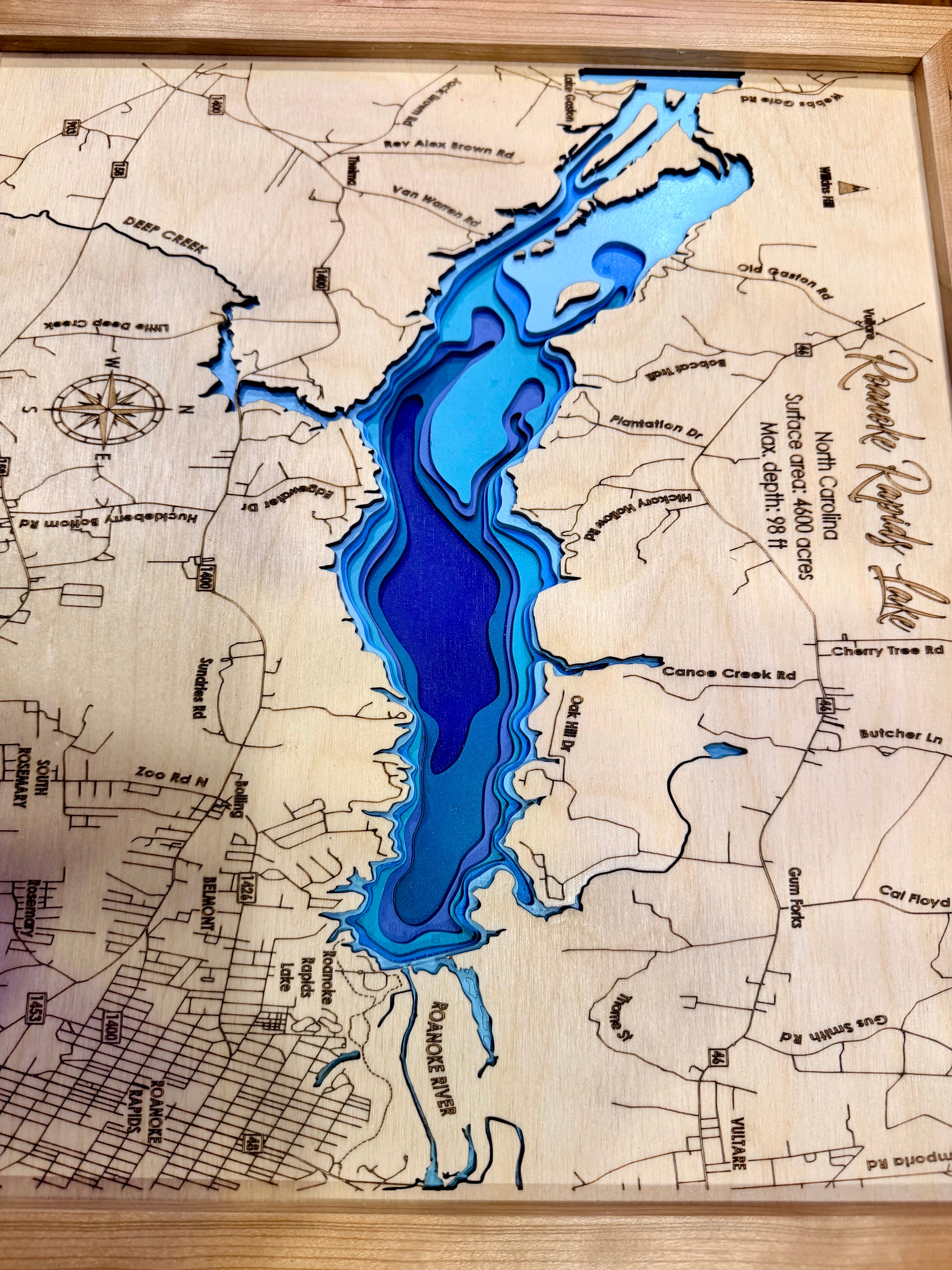 Roanoke Rapids Lake — 3D Bathymetric Map