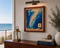 Eastern Shore of Virginia Bathymetric Map — 11x14 Mahogany Frame