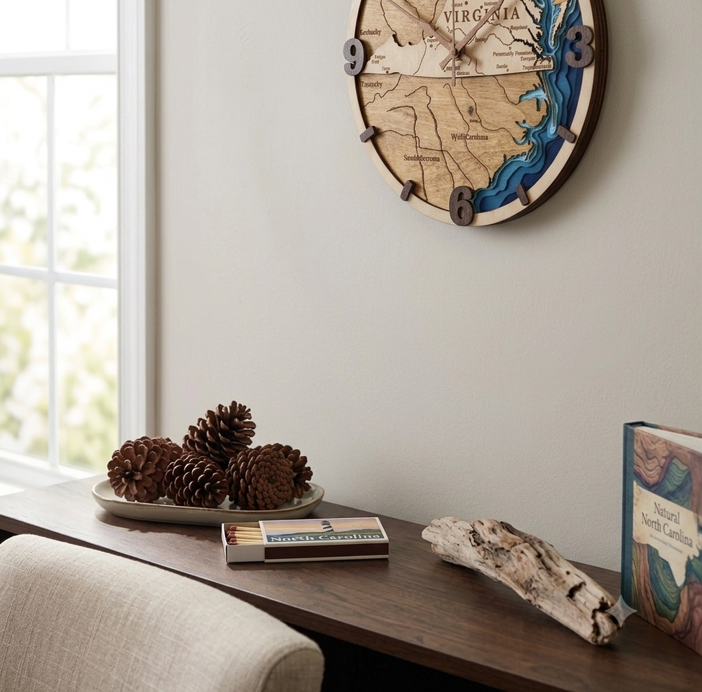 10” 3D Bathymetric North Carolina Map Clock