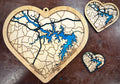 Kerr Lake 3D Wood Map | Heart Shaped | Buggs Island Lake Art