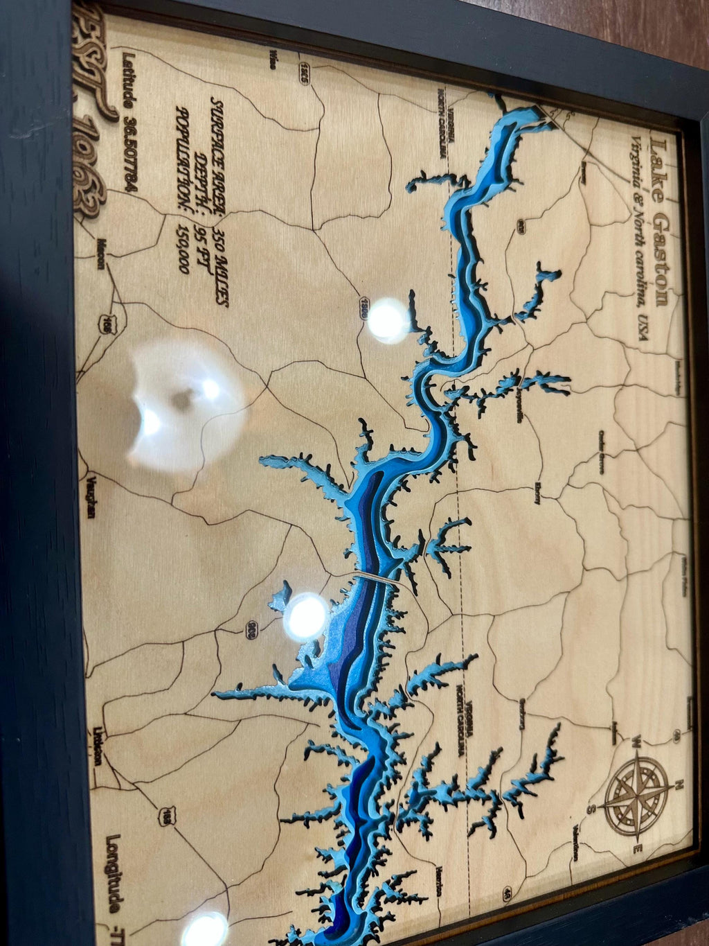 8x10 Lake Gaston Bathymetric Map