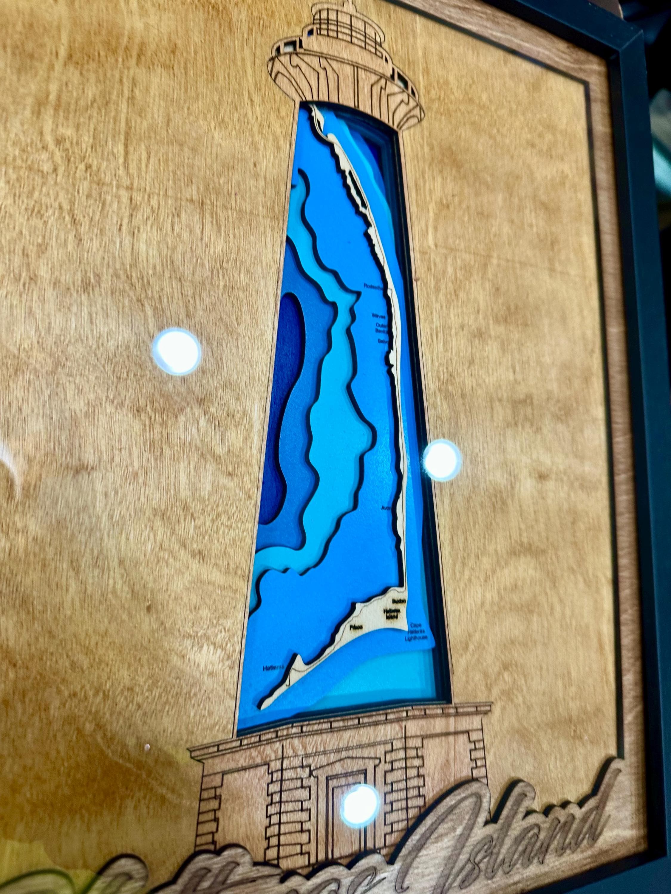 Cape Hatteras Lighthouse Map | 3D Bathymetric | OBX Wall Art