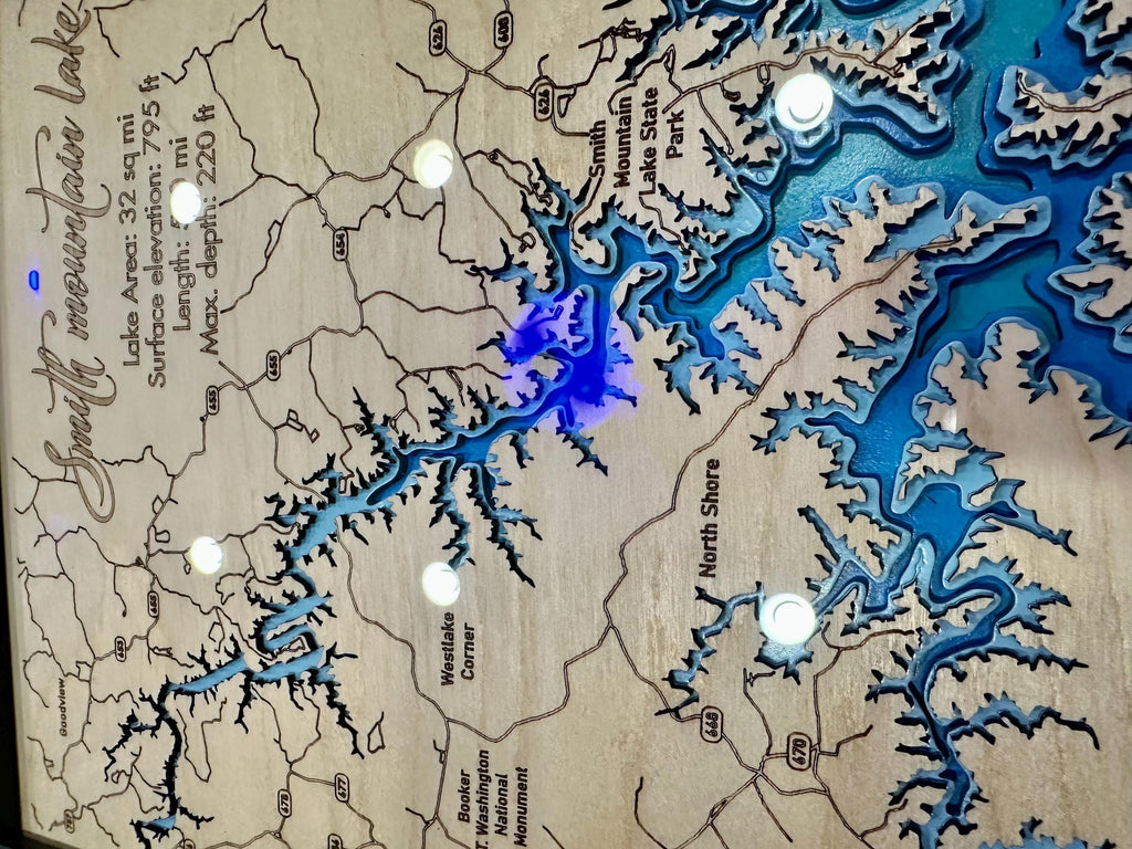 Bathymetric 3D map of smith Mountian lake