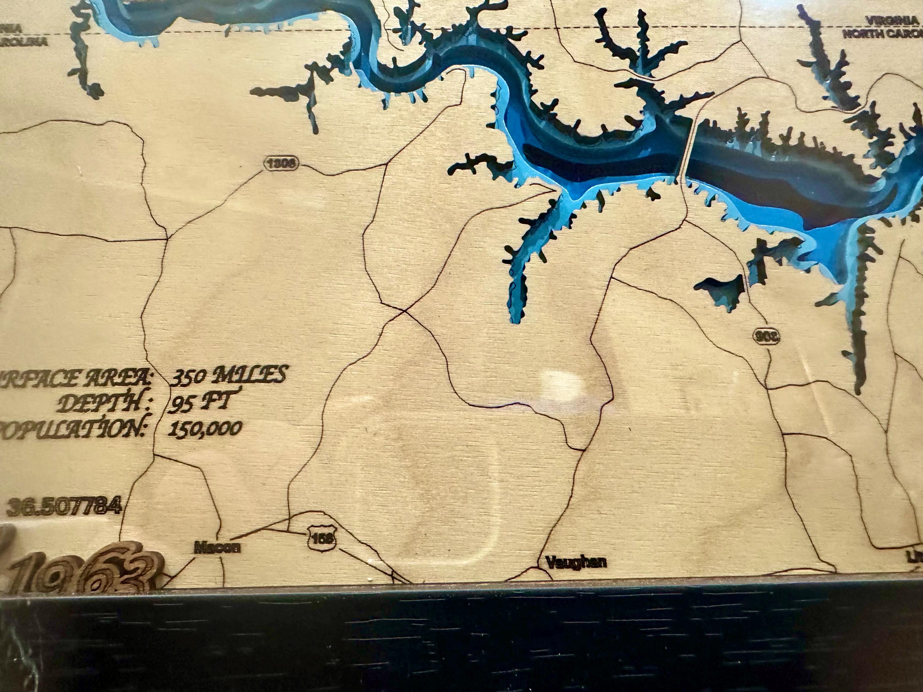8x10 Lake Gaston Bathymetric Map