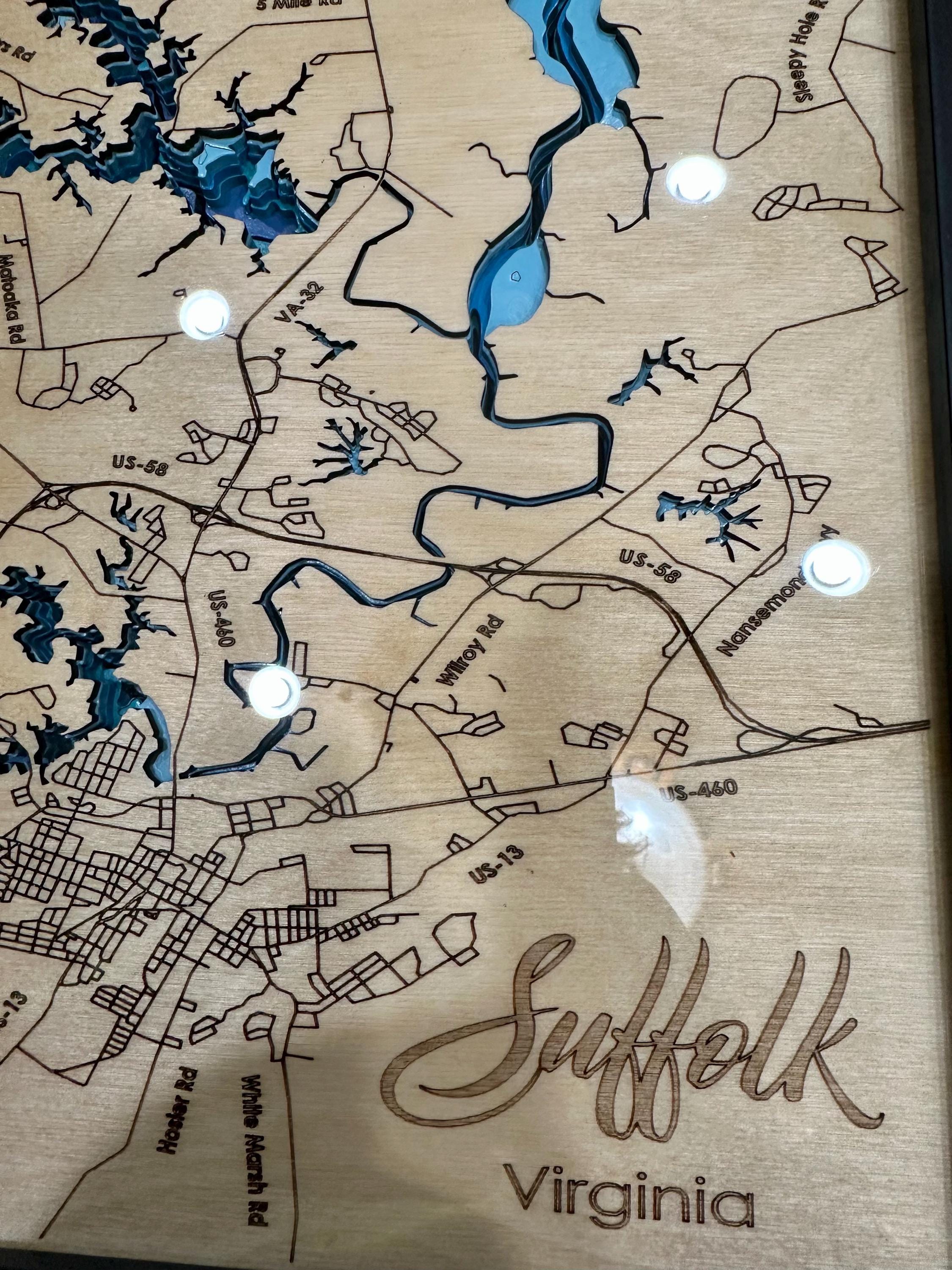 Suffolk VA 3D Bathymetric map