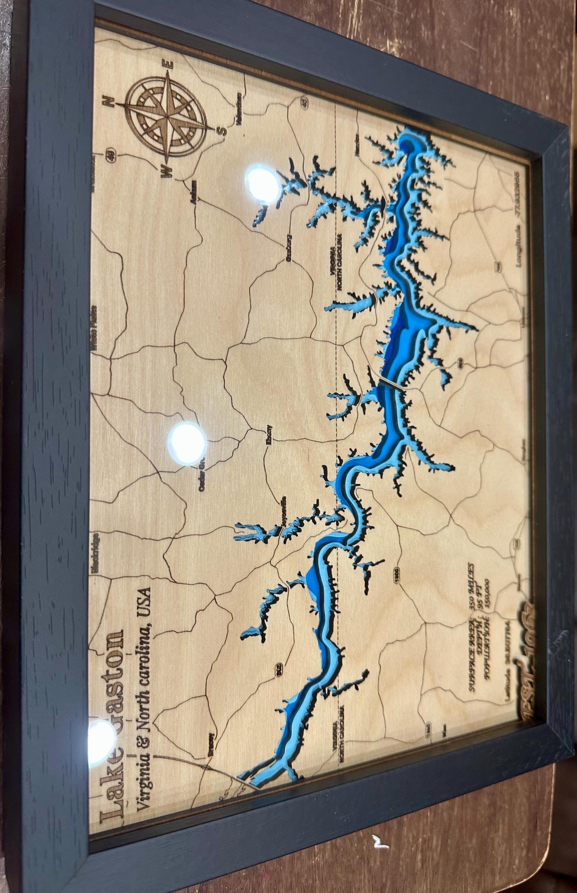 8x10 Lake Gaston Bathymetric Map