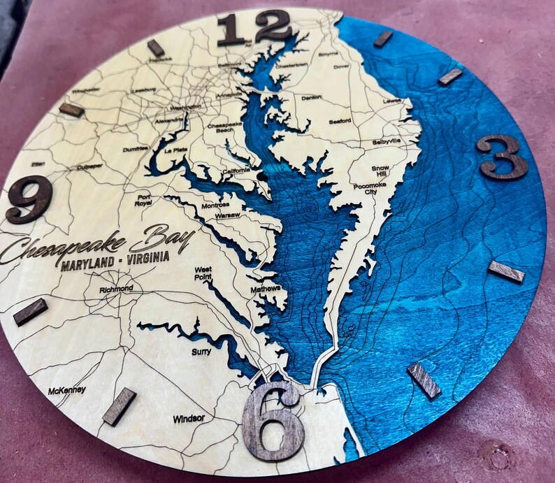 Chesapeake Bay clock depth contours