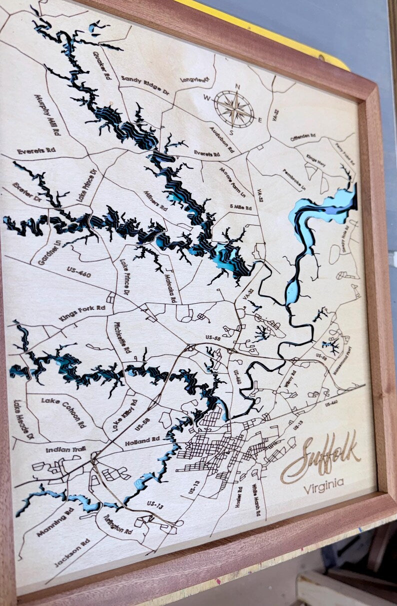 Engraved Suffolk roads close-up