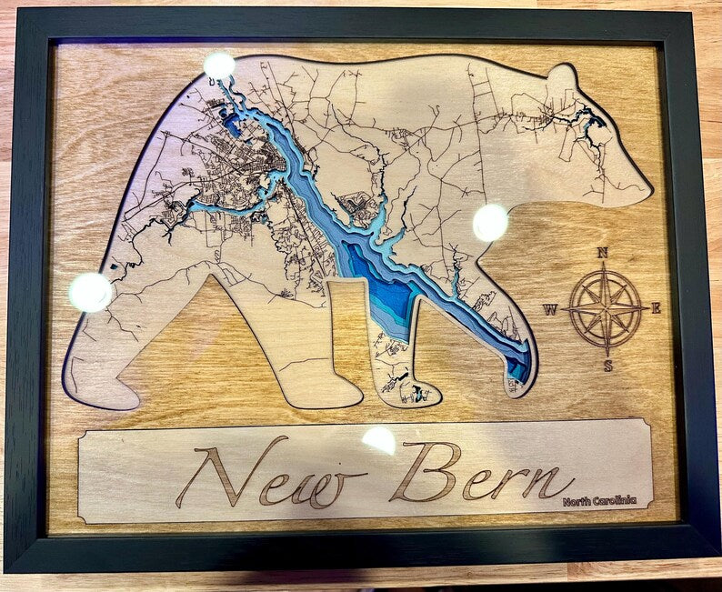 New Bern map engraved detail