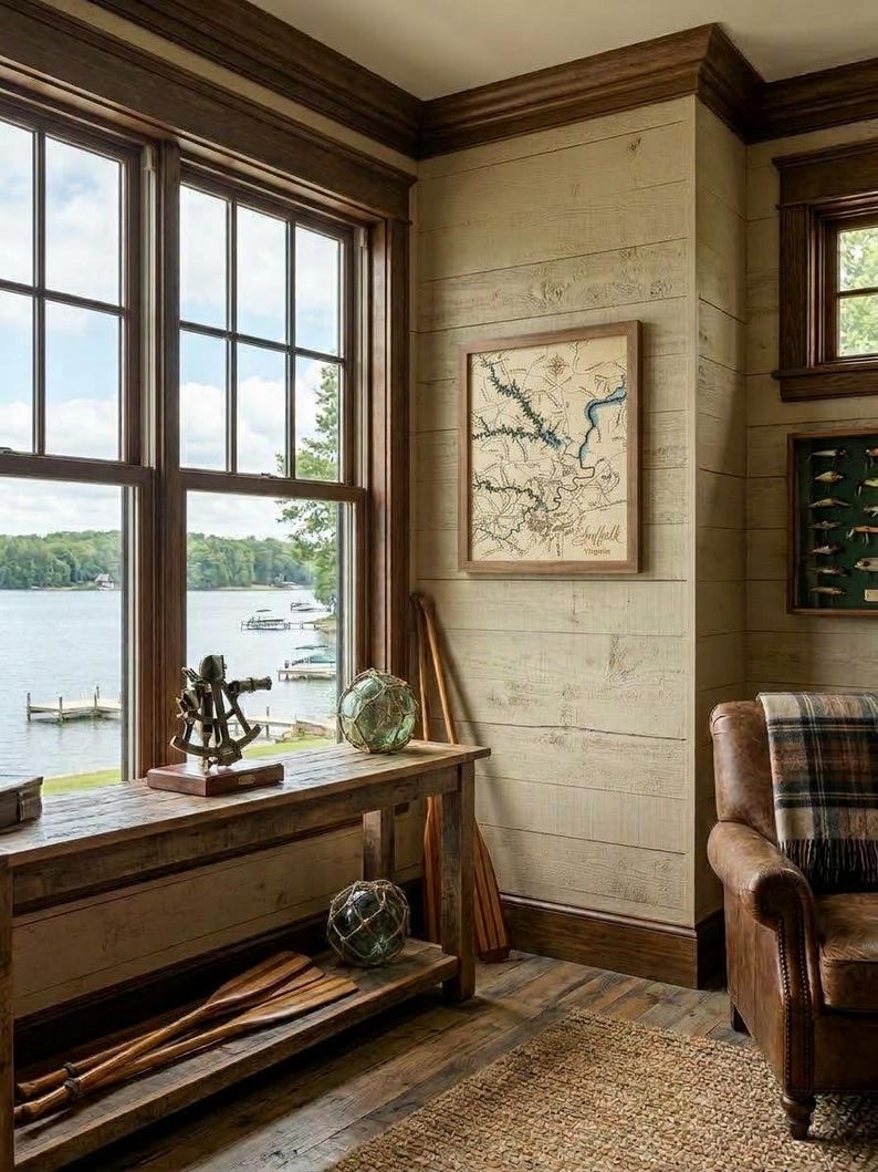 Suffolk Virginia 3D bathymetric wood map in a Sapele frame