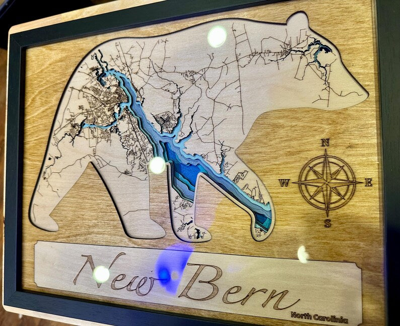New Bern NC wood map detail