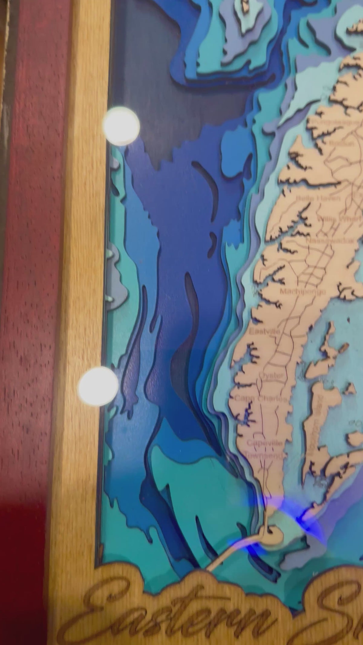 Eastern Shore of Virginia Bathymetric Map — 11x14 Mahogany Frame